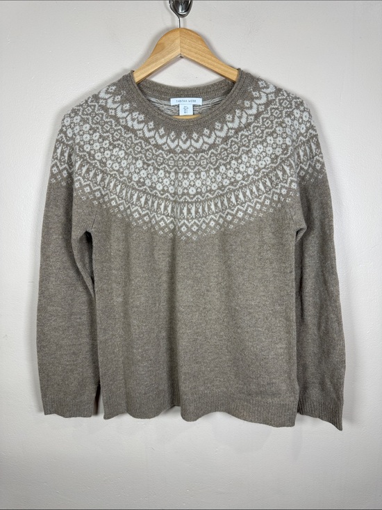 tabitha webb Sweaters - Tabitha Webb Womens Lambs Wool Blend Sweater Cream Fair Isle Yoke L Classic